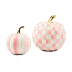 Classic Mocha Stripe Small & Check Medium Pumpkin Set