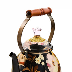 Wild Rose White 3 Quart Tea Kettle
