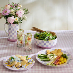 Lilac Check Serving Bowl