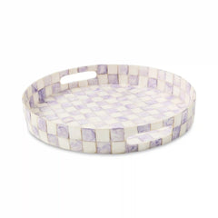 Sterling Check Capiz Round Tray