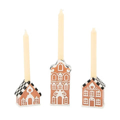 Gingerbread Village Candle Holders, Set of 3
