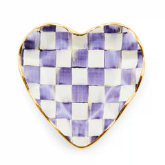 Violet Check Fluted Ceramic Heart Plate