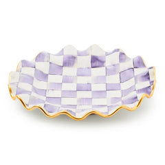 Violet Check Ceramic Fluted Dinner Plate