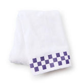 Bath Towel with Violet Check Border