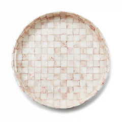 Sterling Check Capiz Round Tray