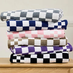 Indigo Check Bath Towel