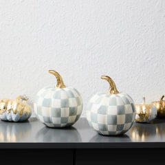 Classic Orange Check Mini Pumpkin Set of 2