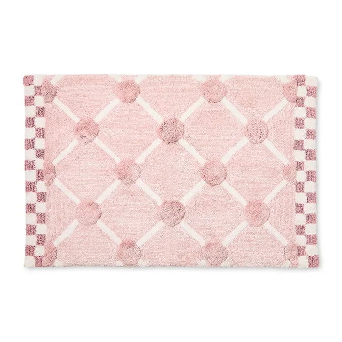 Pink Lattice & Dot Bath Rug