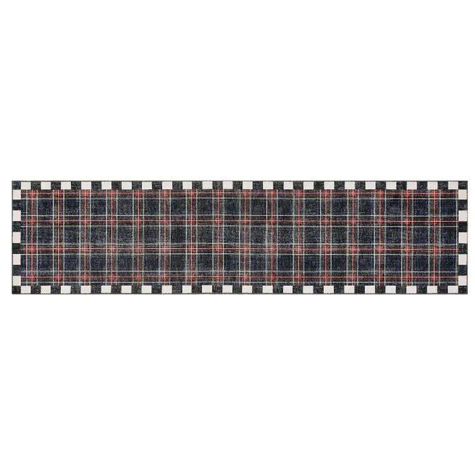 Stewart Tartan Black 2'6" x 10' Washable Runner