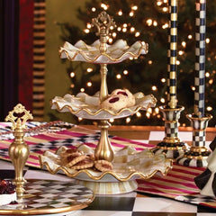 Parchment Check Three Tier Sweet Stand