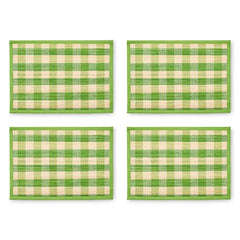 Green Woven Check Straw Placemats, Set of 4