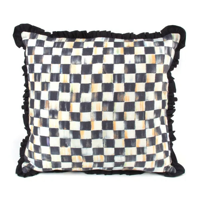 Courtly Check Ruffled Square Throw Pillow