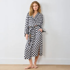 Courtly Flower Market Satin Robe, 1X/2X