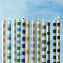 Bands Black Dinner Candles, Set of 2