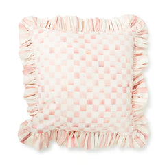 Rosy Stripe Ruffle Throw Pillow