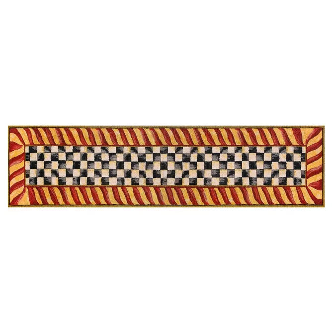 Courtly Check Red & Gold 2'6" x 10' Washable Runner