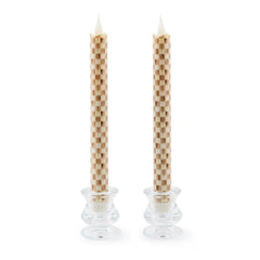 Cherry Check Flameless Dinner Candles, Set of 2