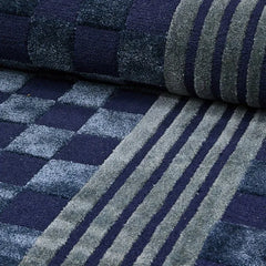Indigo Blue Tonal Check 2'6" x 8' Rug