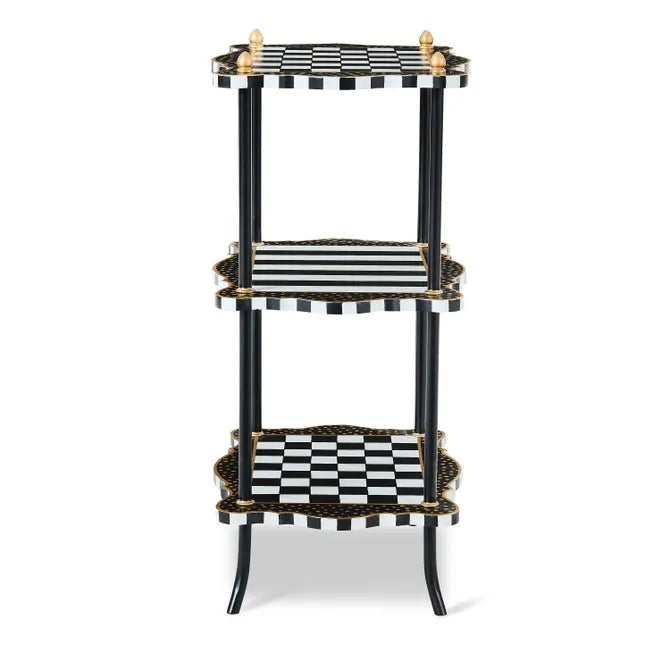Black & White Check and Stripe 3 Tier Table