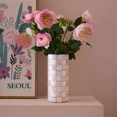Rosy Check Capiz Small Vase