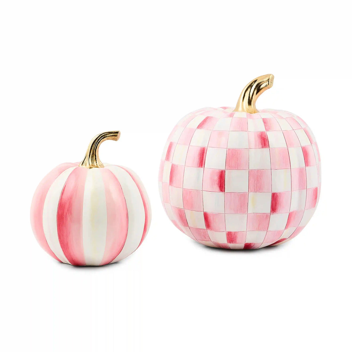 Classic Rosy Stripe Small & Check Medium Pumpkin Set