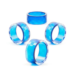 Indigo Check Napkin Rings, Set of 4