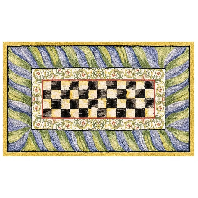 Courtly Check Purple & Green 3' x 5' Washable Rug