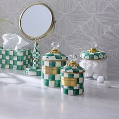 Emerald Check Small Canister