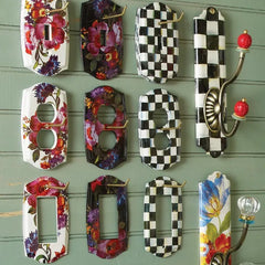 White Flower Market Enamel Switch Plate - Single Rocker