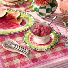 Pink Woven Check Straw Placemats, Set of 4