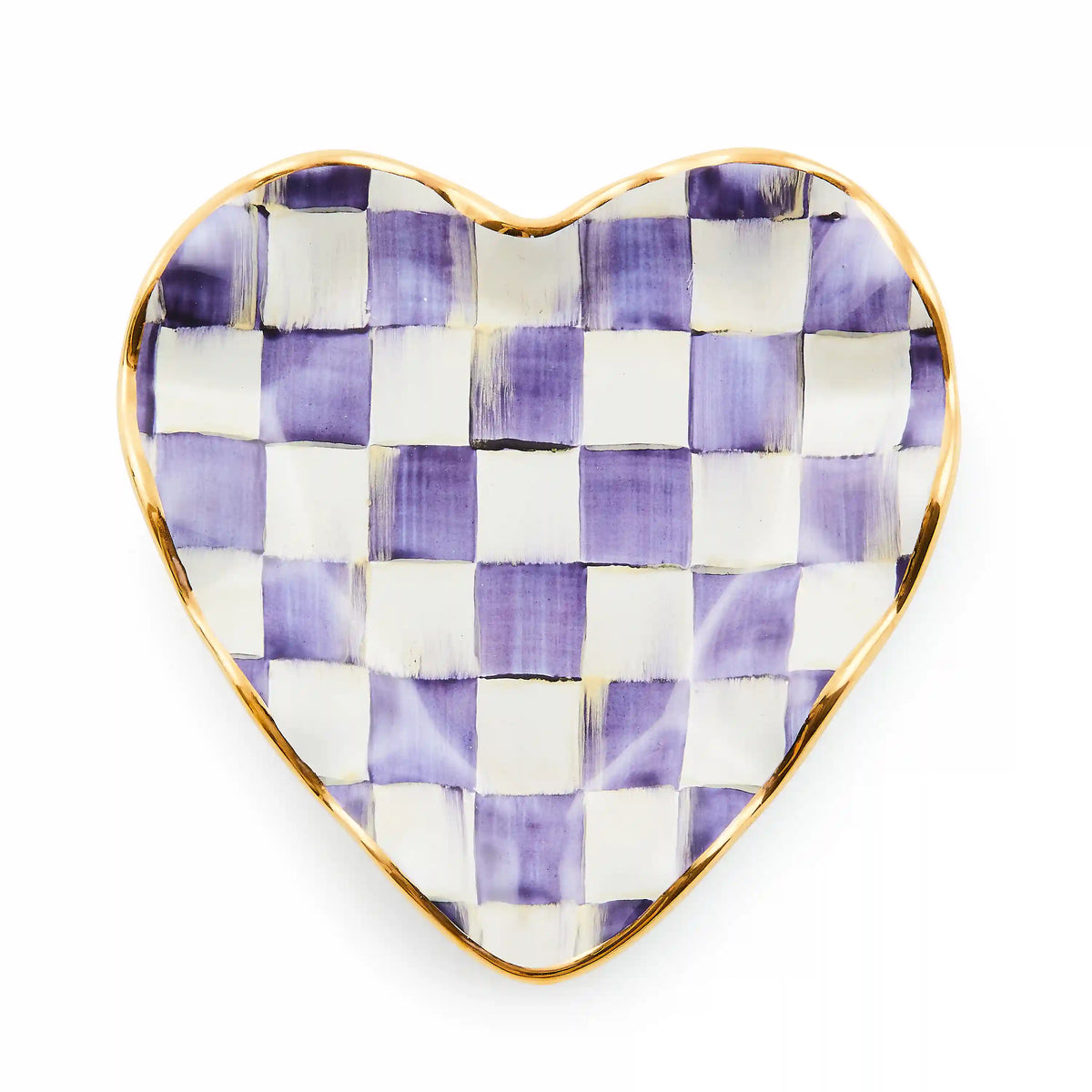 Violet Check Fluted Ceramic Heart Plate