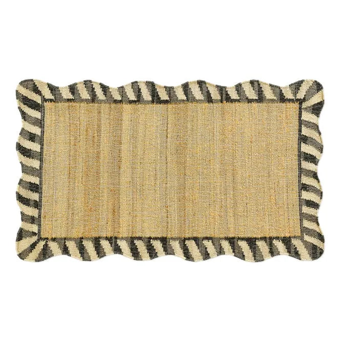 Jute Scalloped Black and White 3' x 5' Rug