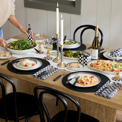 Black Check Faux Leather Placemat
