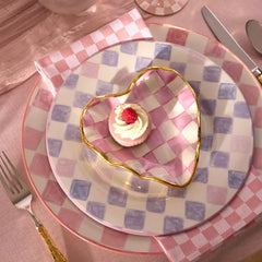 Lilac Check Dinner Plate
