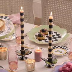 Bands Black Dinner Candles, Set of 2