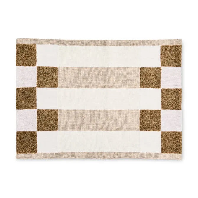 Flax Checks and Stripes Placemats, Set of 4