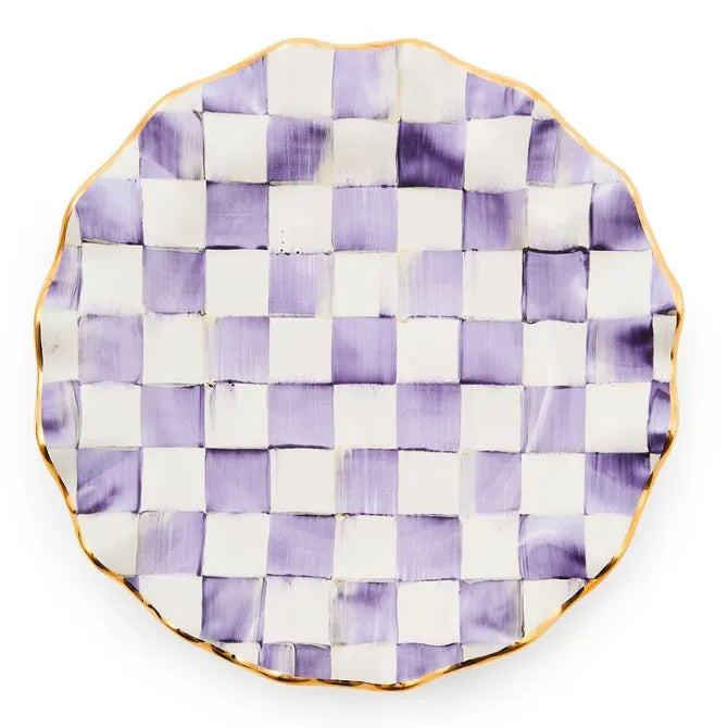 Violet Check Ceramic Fluted Dinner Plate