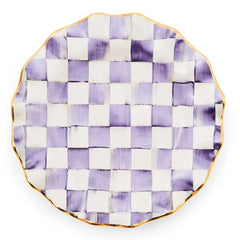 Violet Check Ceramic Fluted Dinner Plate