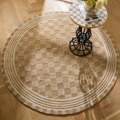 Mocha Tonal Check 6' Round Rug
